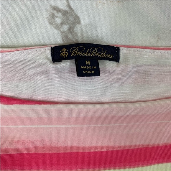 Brooks Brother Pink Green Striped Jersey Dress - Picture 4 of 5